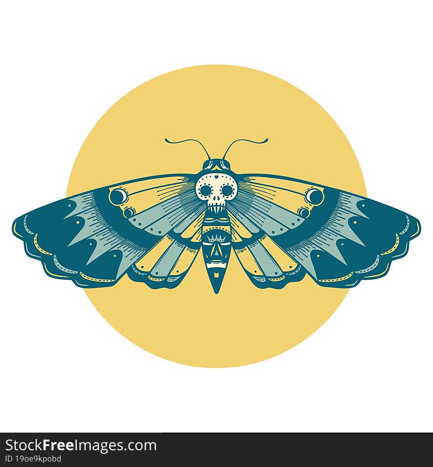 tattoo style icon of a deaths head moth