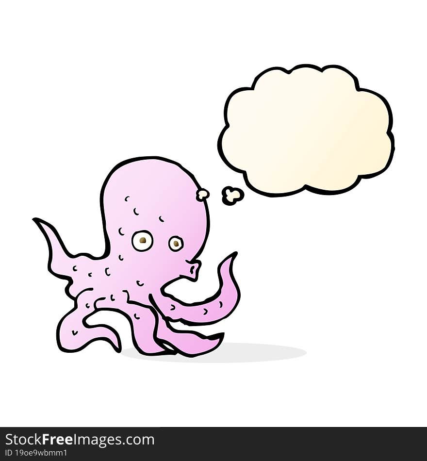 cartoon octopus with thought bubble