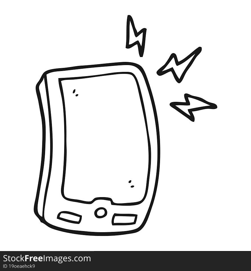 black and white cartoon mobile phone