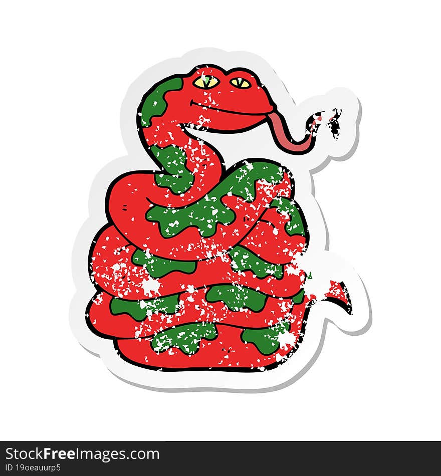 distressed sticker of a cartoon snake