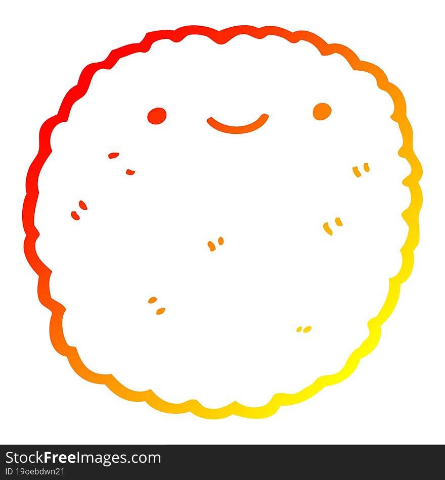 warm gradient line drawing cartoon biscuit