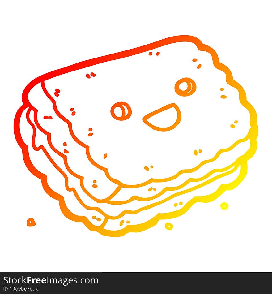 warm gradient line drawing cartoon biscuit