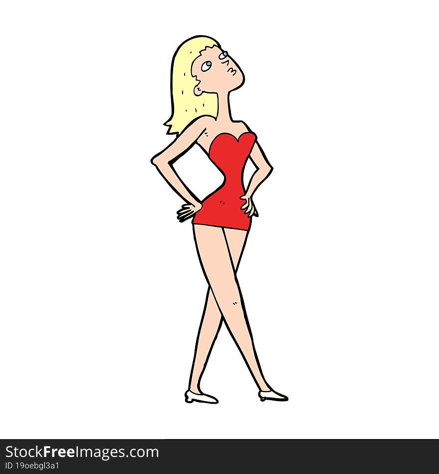 cartoon woman in party dress