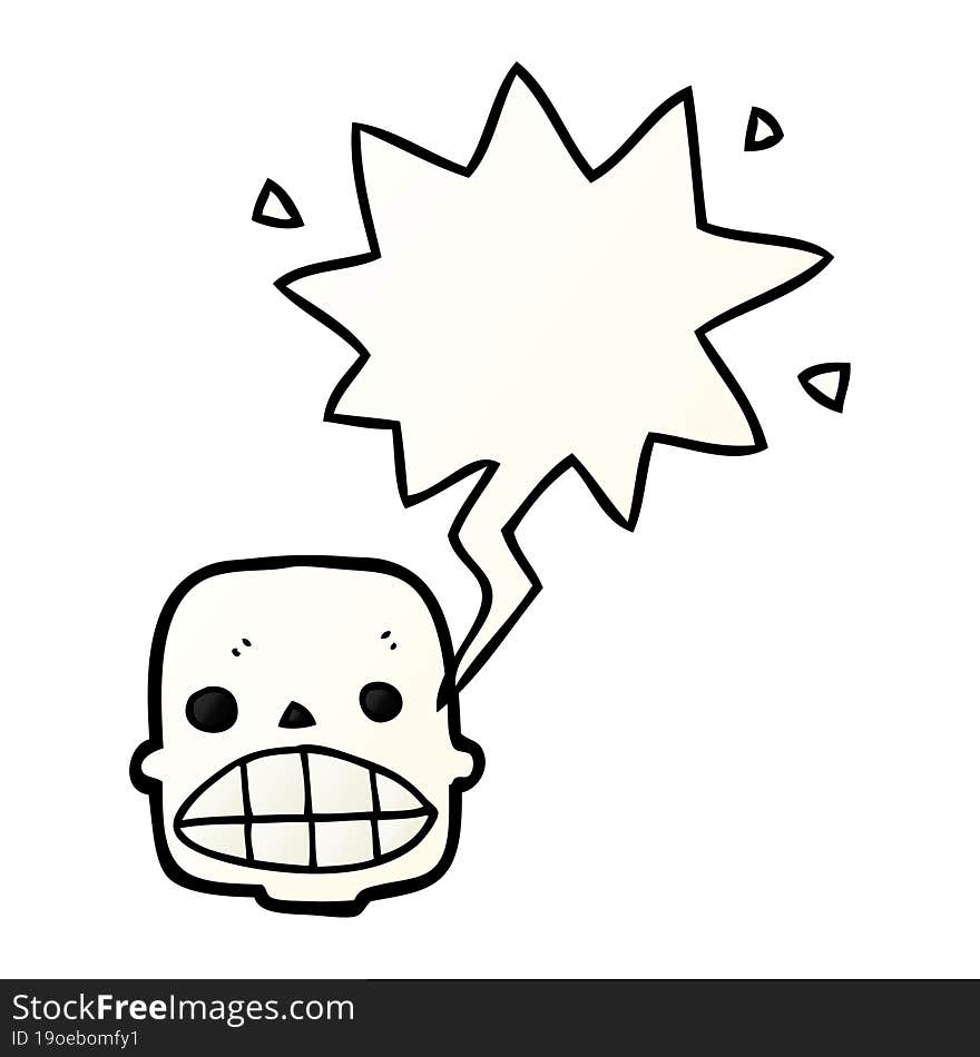 cartoon skull and speech bubble in smooth gradient style