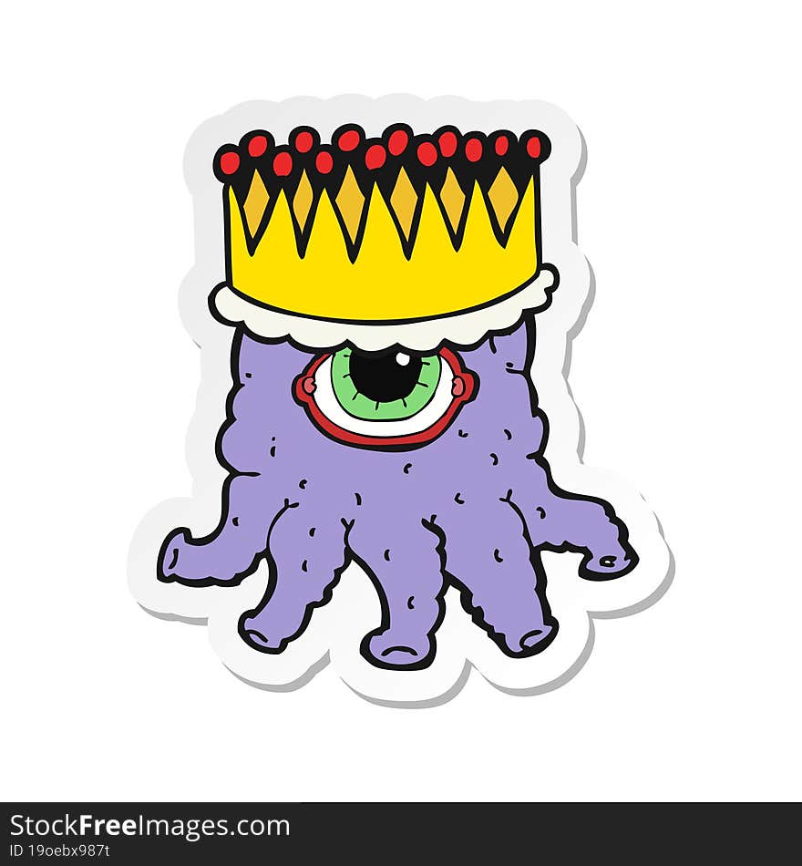 sticker of a cartoon alien king