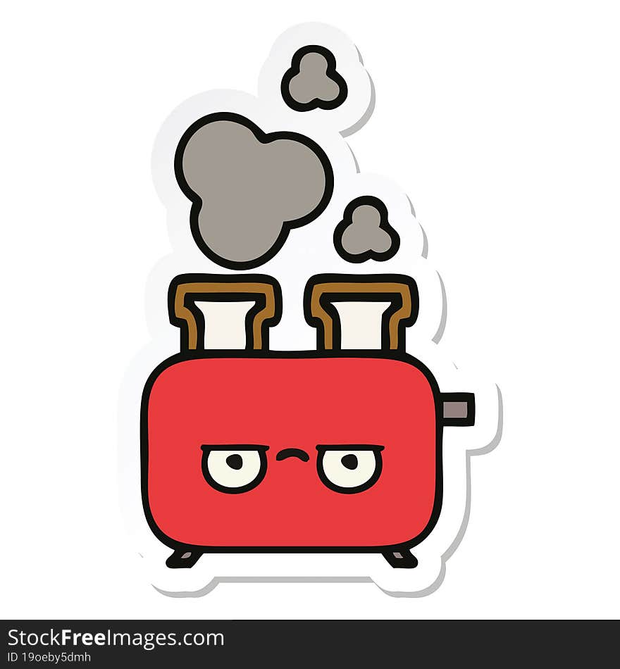 sticker of a cute cartoon of a toaster