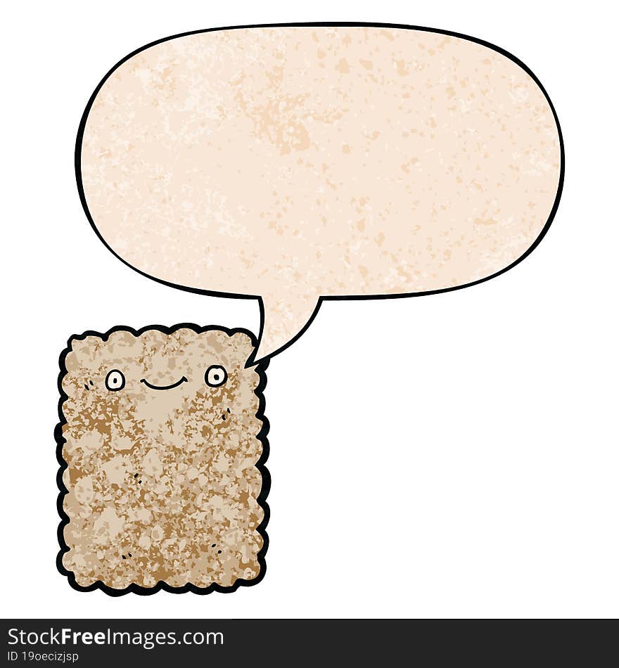 Cartoon Biscuit And Speech Bubble In Retro Texture Style