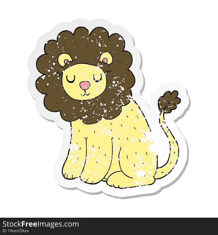 retro distressed sticker of a cartoon cute lion