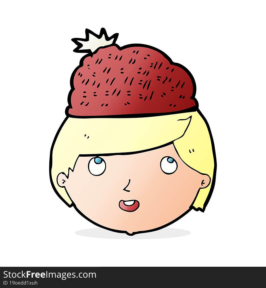 Cartoon Man Wearing Winter Hat