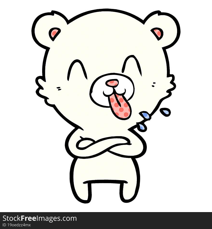 rude cartoon polar bear sticking out tongue. rude cartoon polar bear sticking out tongue