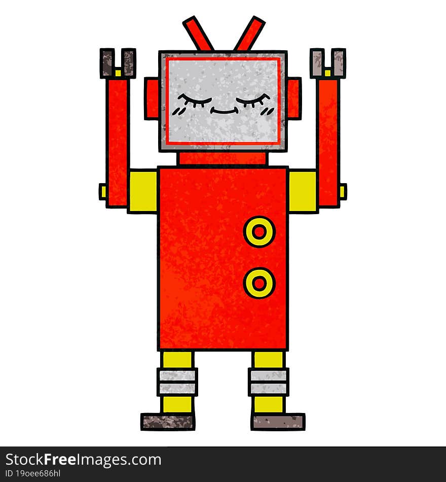 retro grunge texture cartoon of a robot