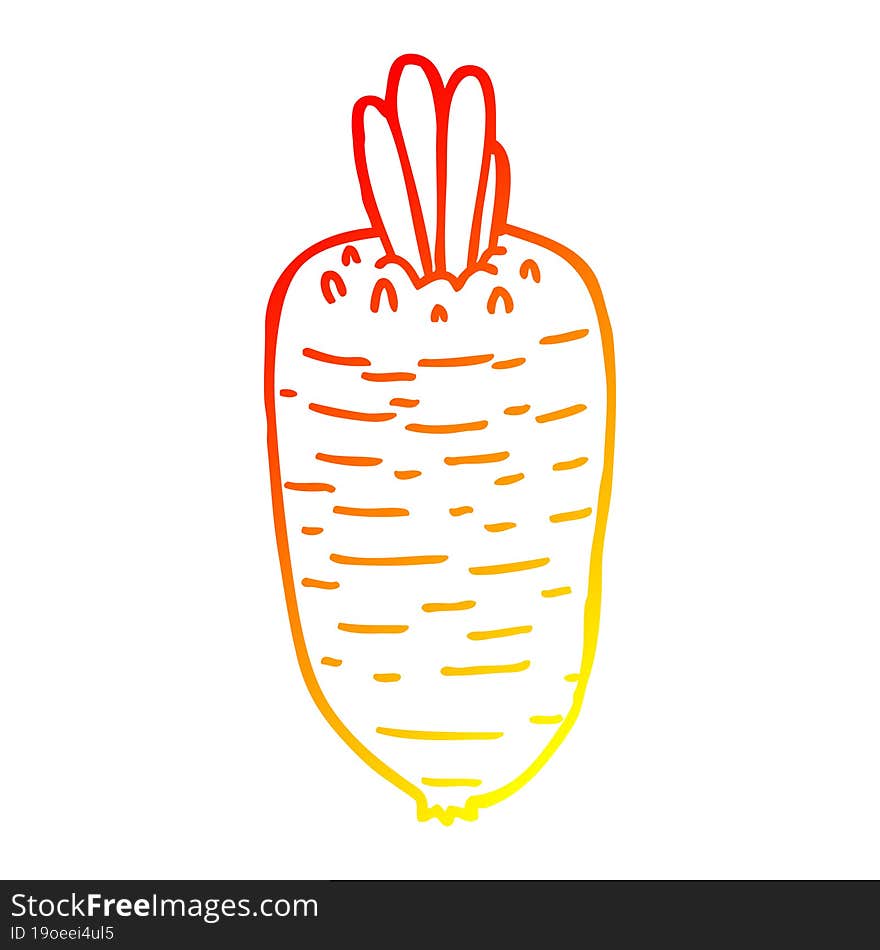 warm gradient line drawing of a cartoon vegetable