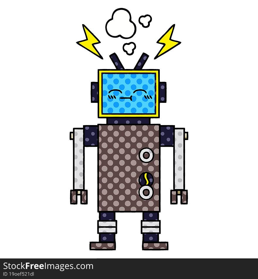 comic book style cartoon of a robot