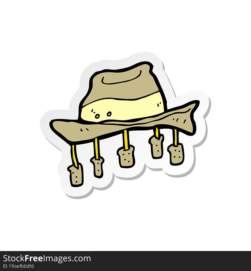 Sticker Of A Cartoon Hat With Corks