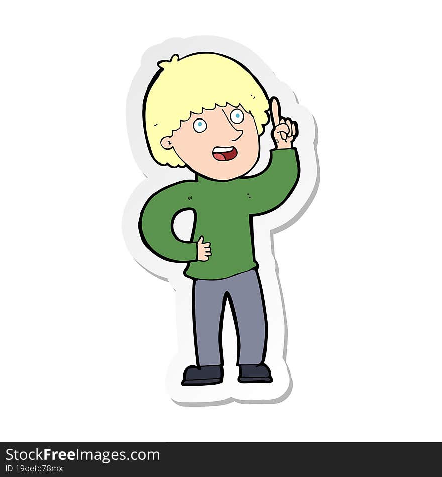 sticker of a cartoon man with idea