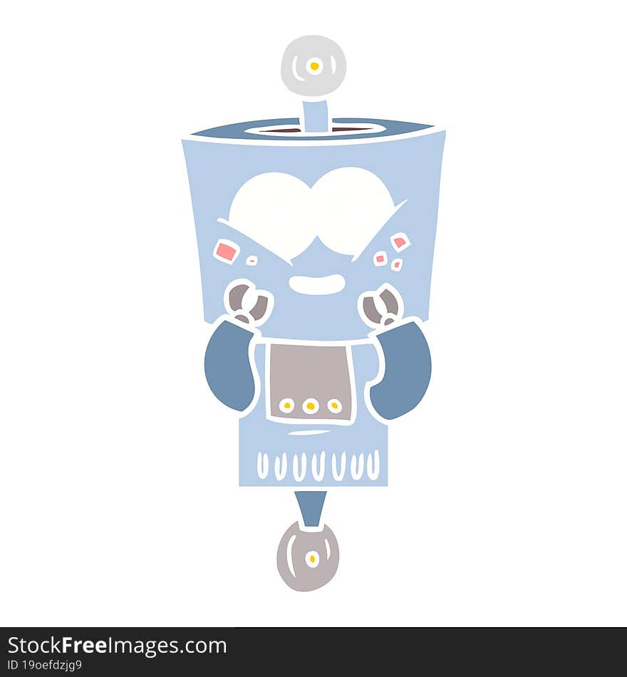 happy flat color style cartoon robot