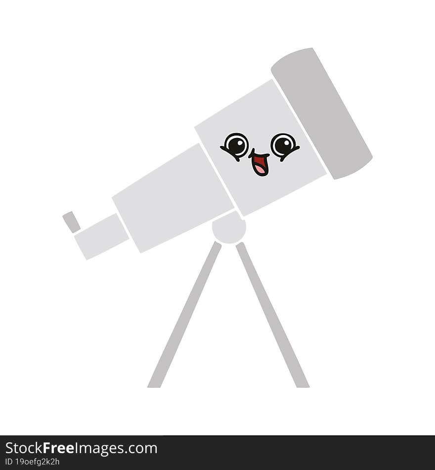 flat color retro cartoon telescope