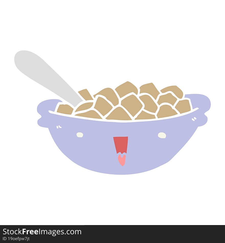 Cute Flat Color Style Cartoon Bowl Of Cereal