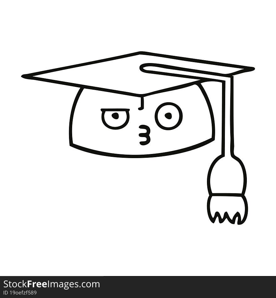 Line Drawing Cartoon Graduation Hat