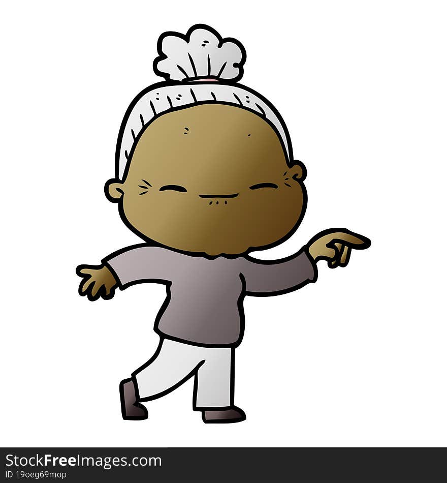 cartoon peaceful old woman. cartoon peaceful old woman