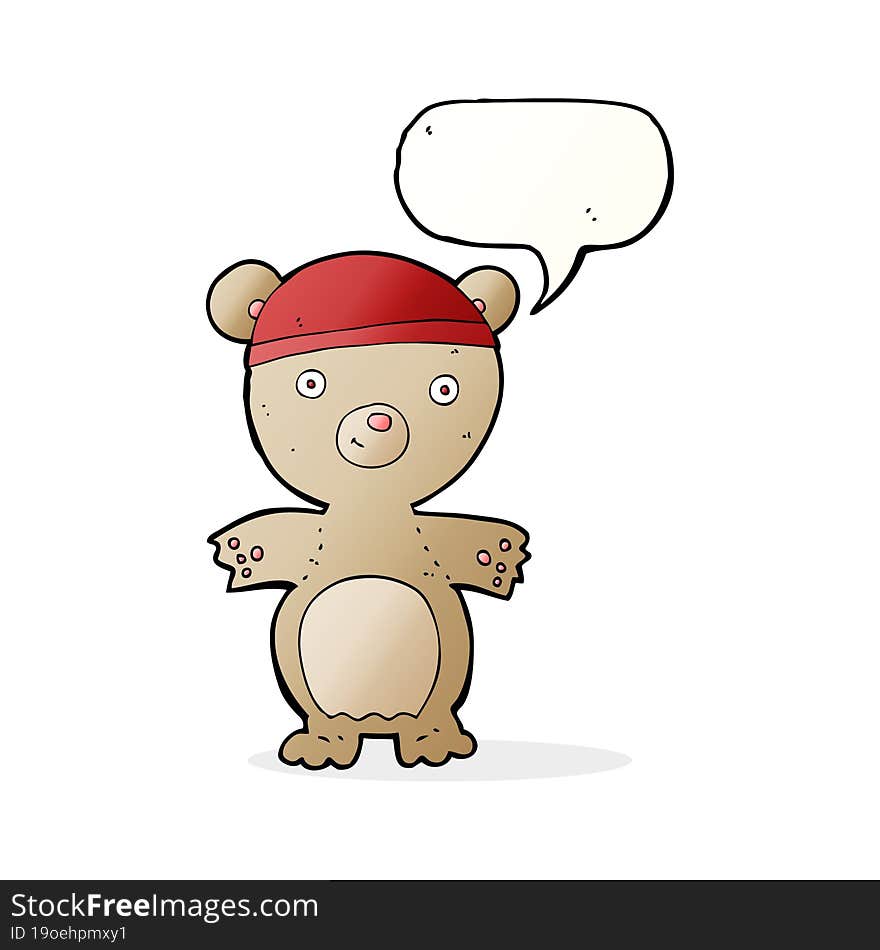 cartoon teddy bear with speech bubble