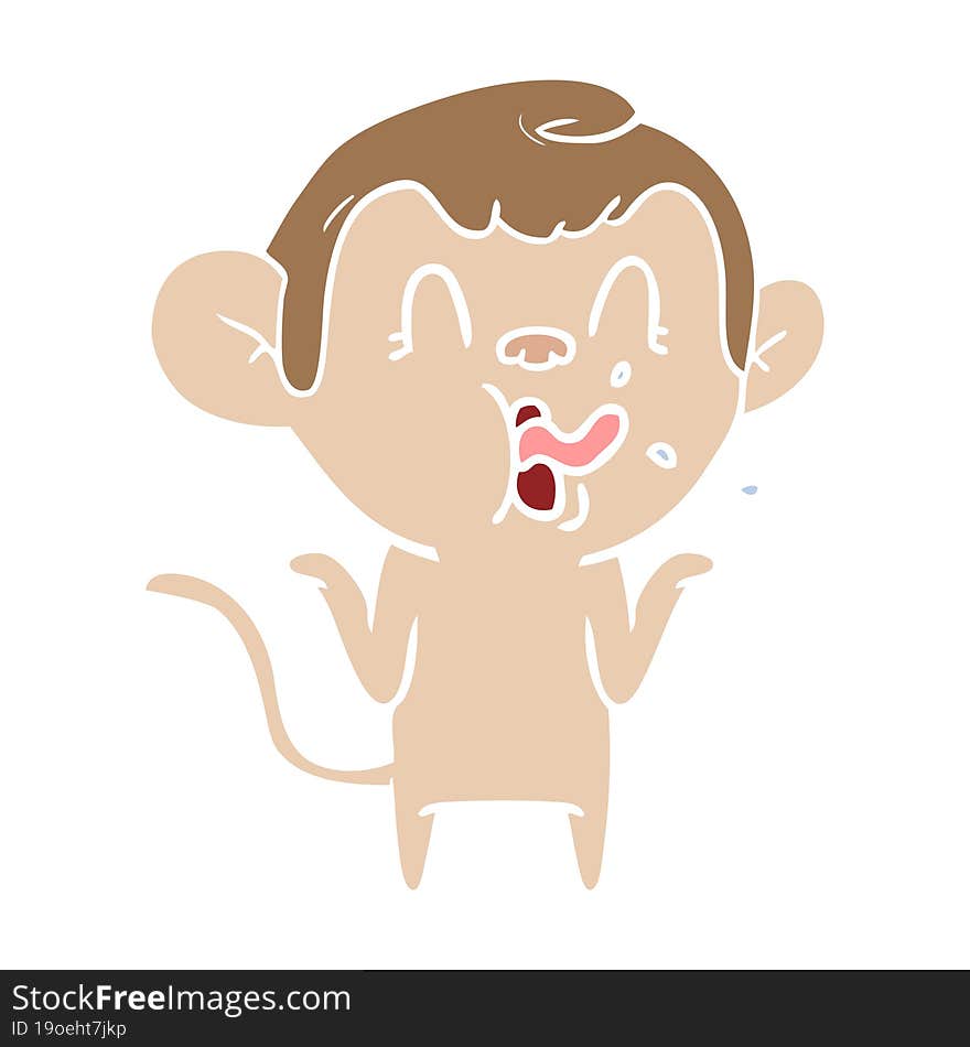 crazy flat color style cartoon monkey