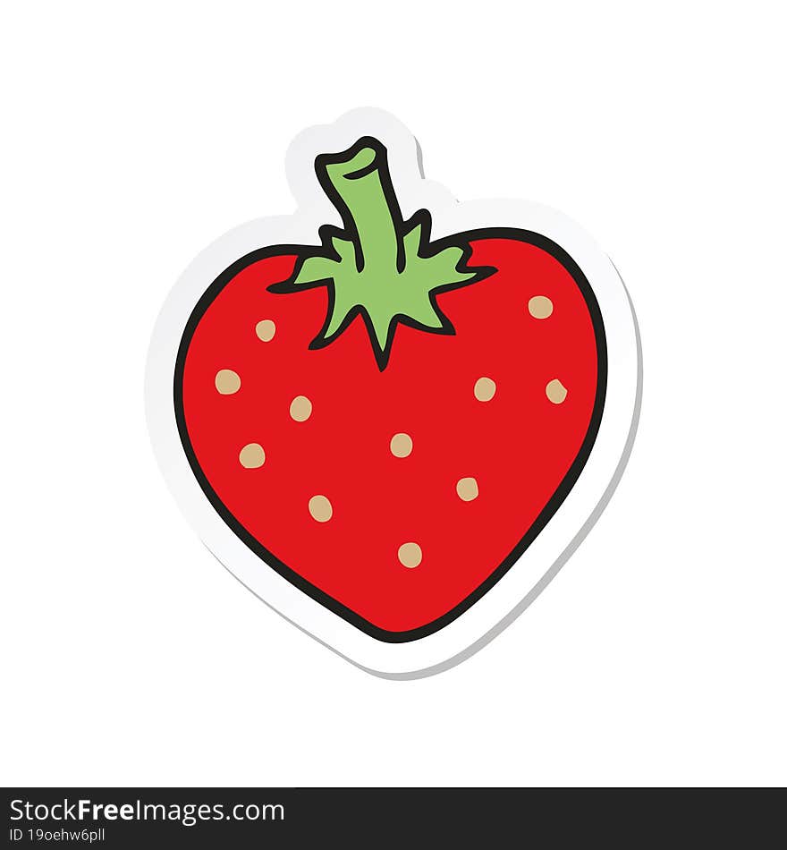 Sticker Of A Cartoon Strawberry