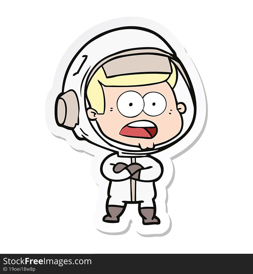 sticker of a cartoon surprised astronaut