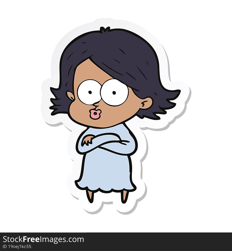 Sticker Of A Cartoon Girl Pouting