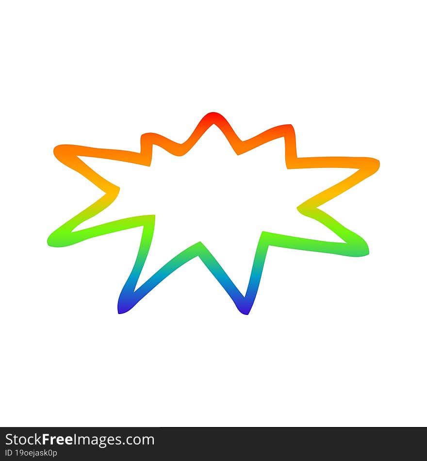 Rainbow Gradient Line Drawing Cartoon Bang