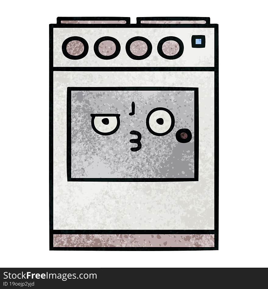 retro grunge texture cartoon of a kitchen oven