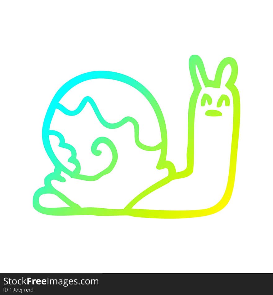 cold gradient line drawing of a cartoon snail