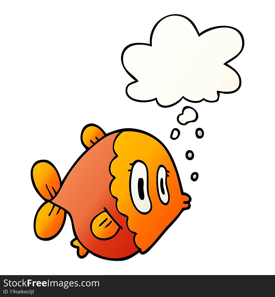 cartoon fish and thought bubble in smooth gradient style