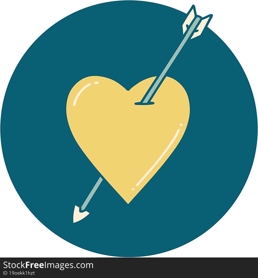 tattoo style icon of an arrow and heart