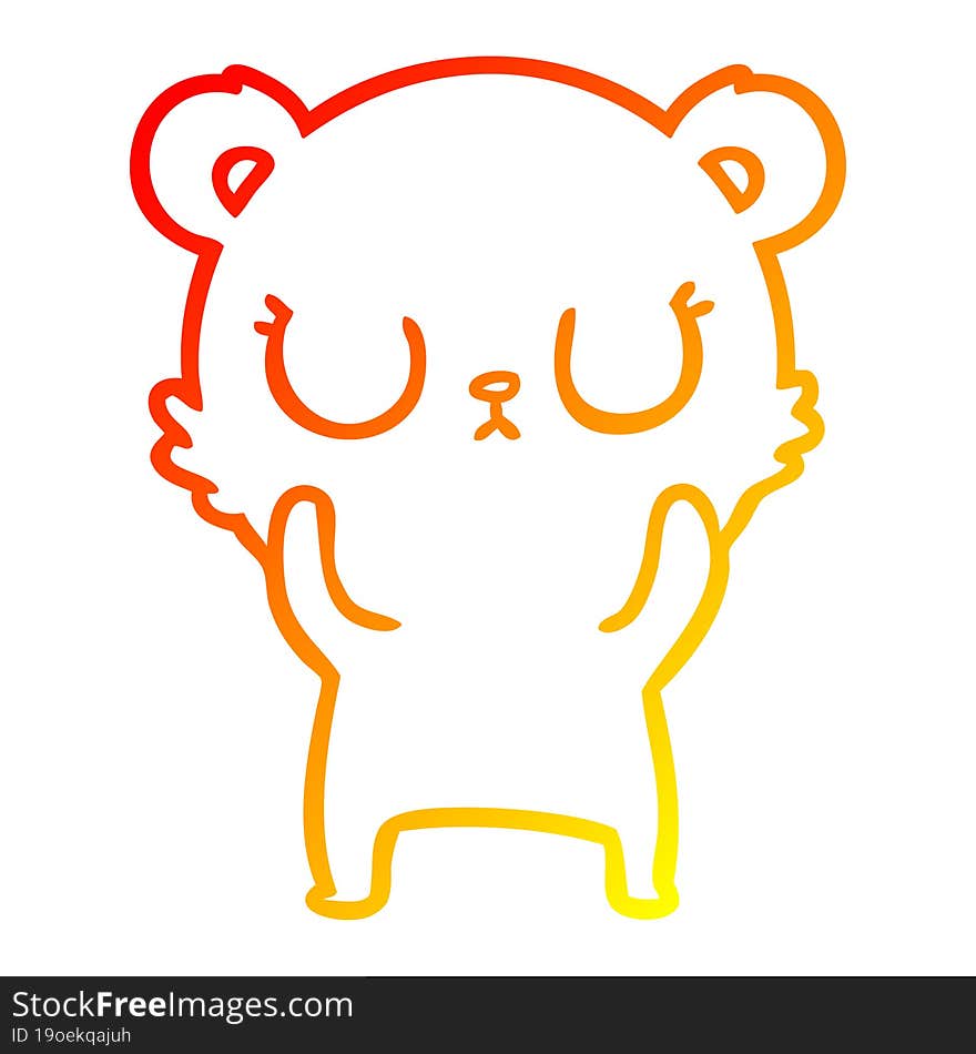 warm gradient line drawing peaceful cartoon bear