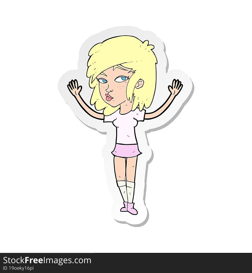 sticker of a cartoon pretty girl