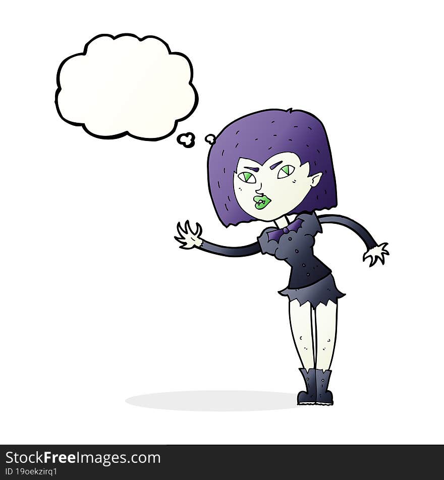 cartoon vampire girl with thought bubble