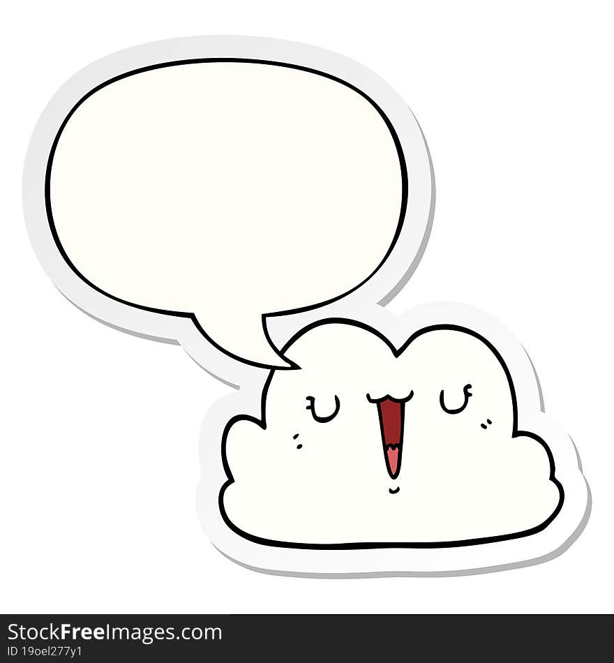 cute cartoon cloud with speech bubble sticker