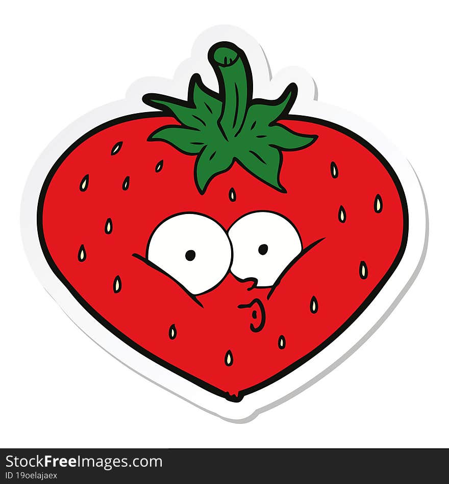 Sticker Of A Cartoon Strawberry