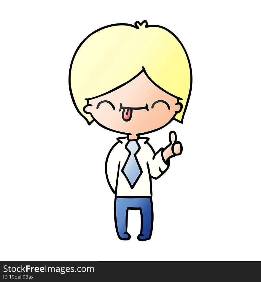 gradient cartoon of boy with thumb up