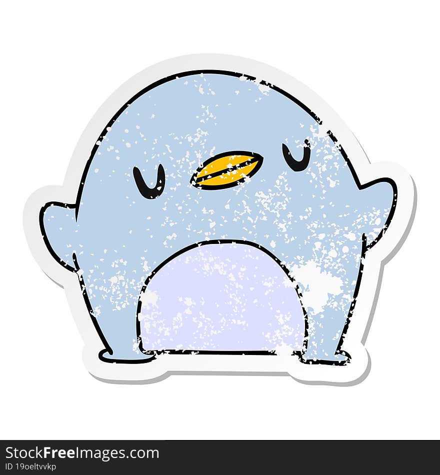 distressed sticker cartoon kawaii of a cute penguin