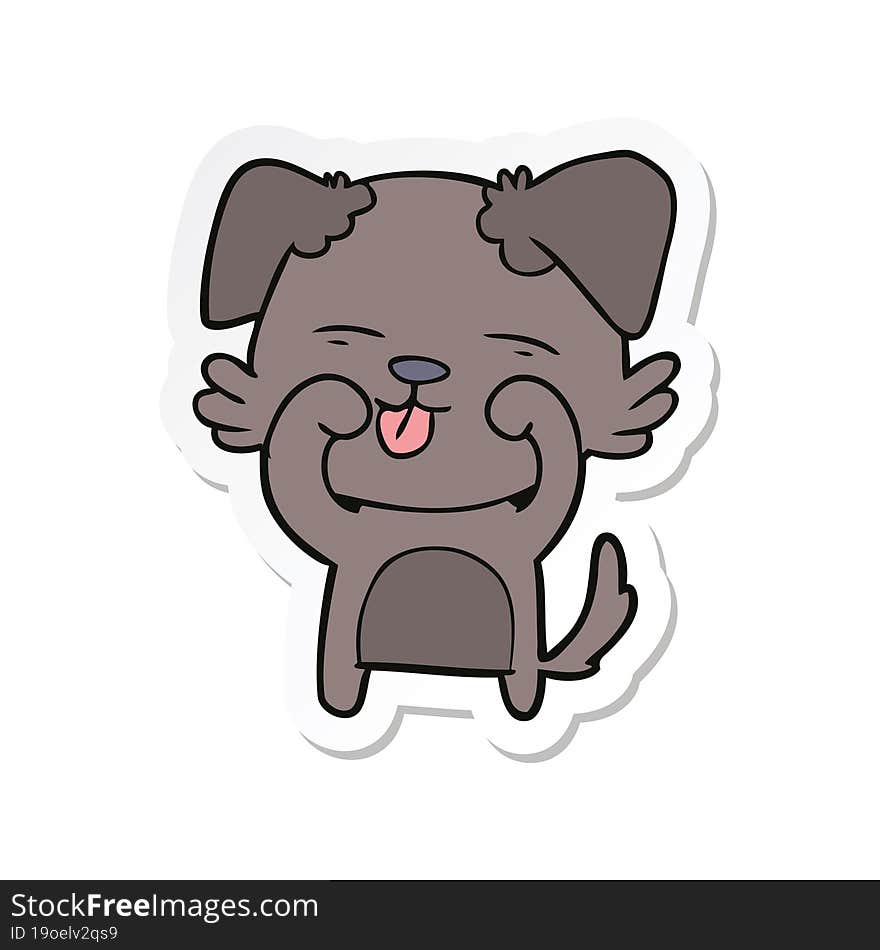 sticker of a cartoon dog rubbing eyes