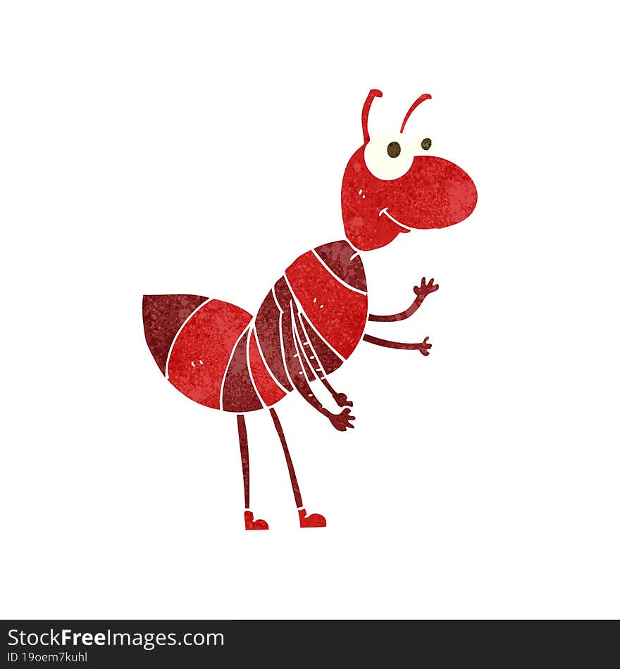 freehand retro cartoon ant