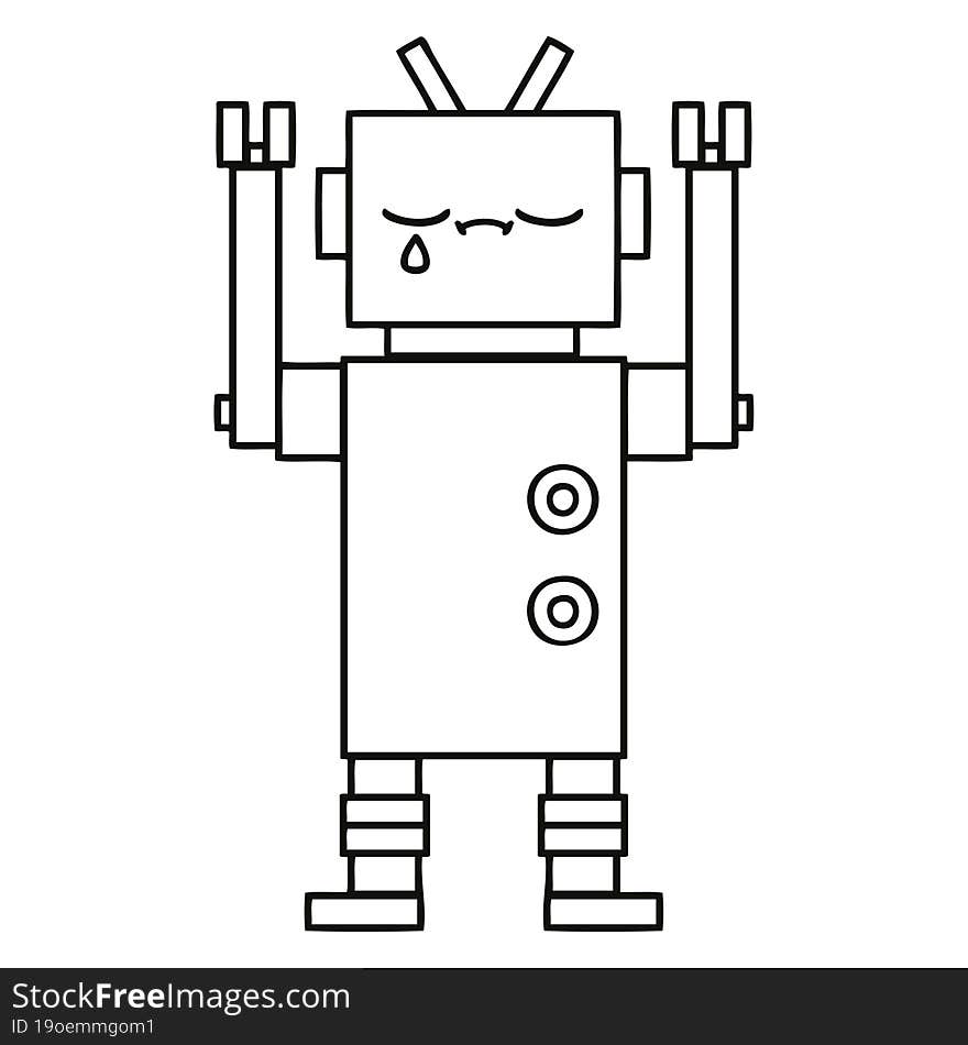 Line Drawing Cartoon Robot