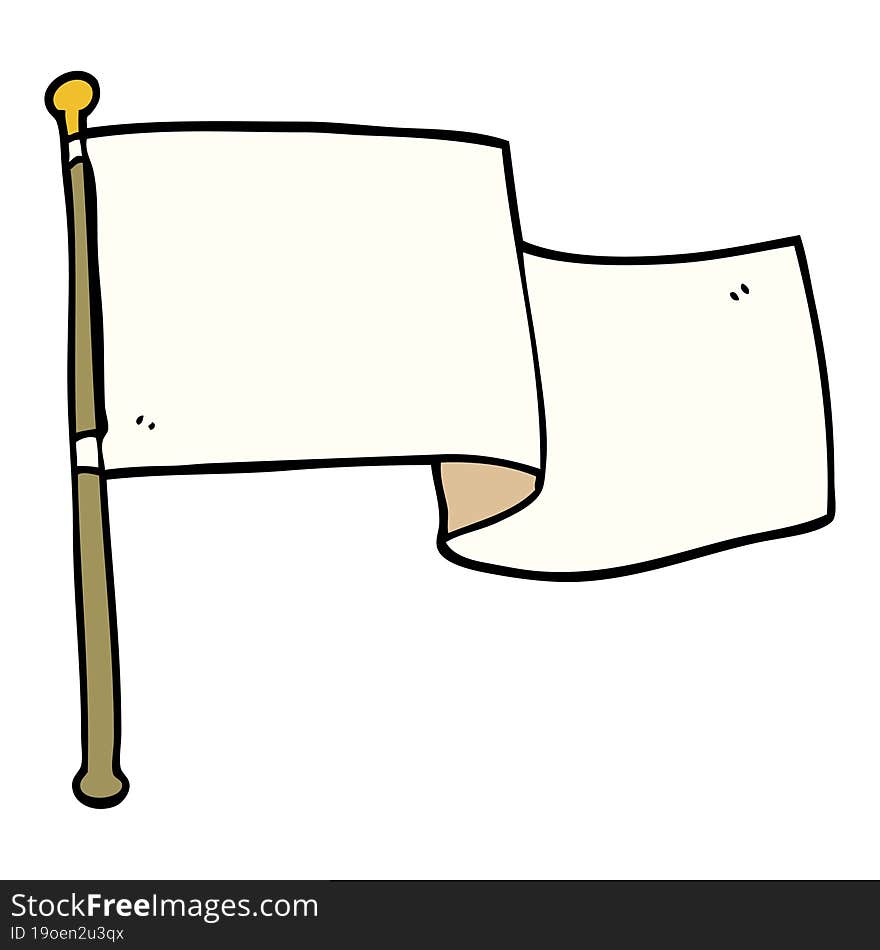 Cartoon Doodle White Flag Waving