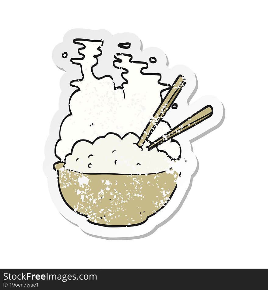 retro distressed sticker of a cartoon bowl of hot rice