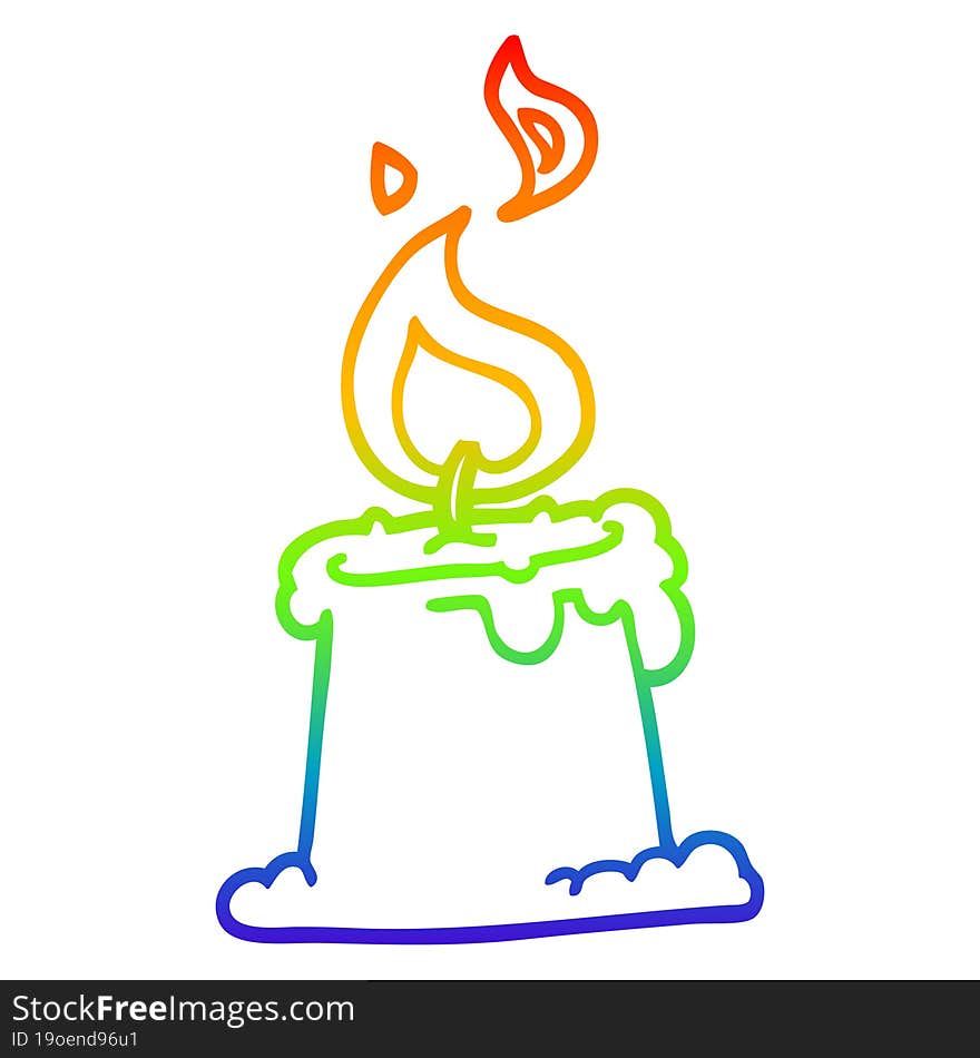 rainbow gradient line drawing cartoon candle burning