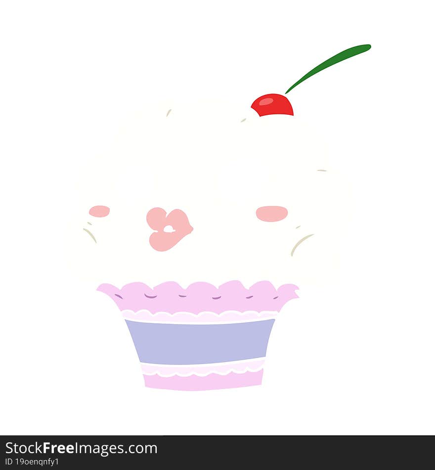 funny flat color style cartoon cupcake