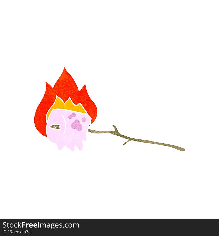 retro cartoon burning marshmallow