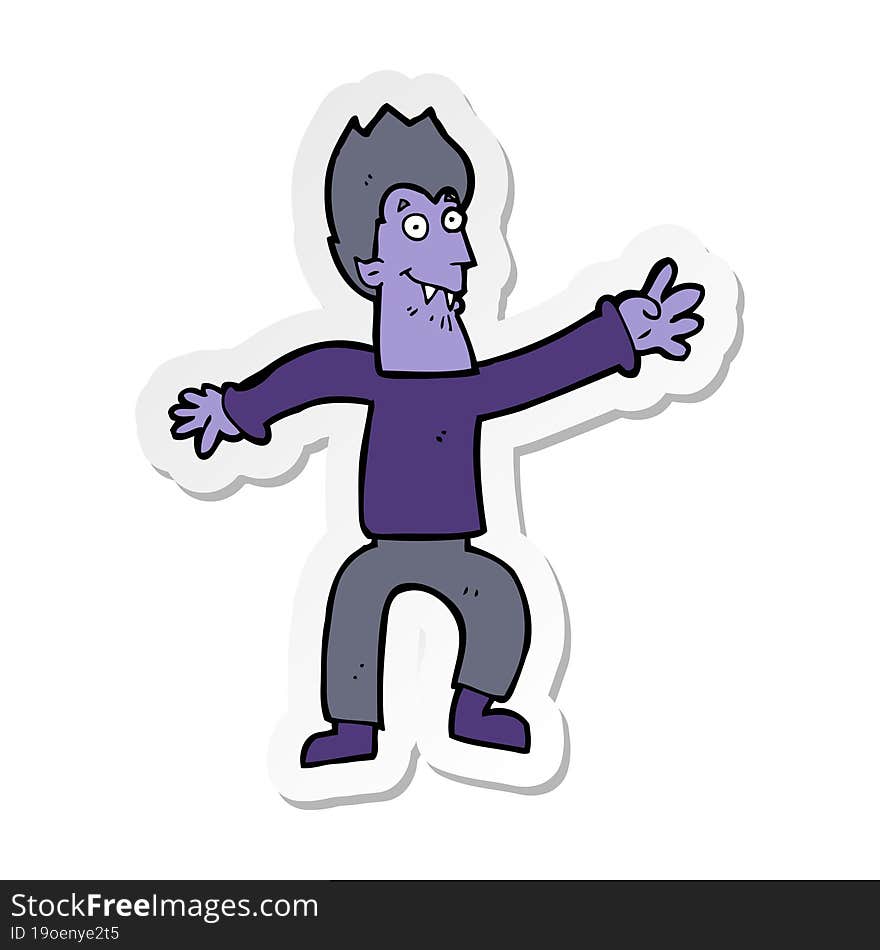 sticker of a cartoon vampire